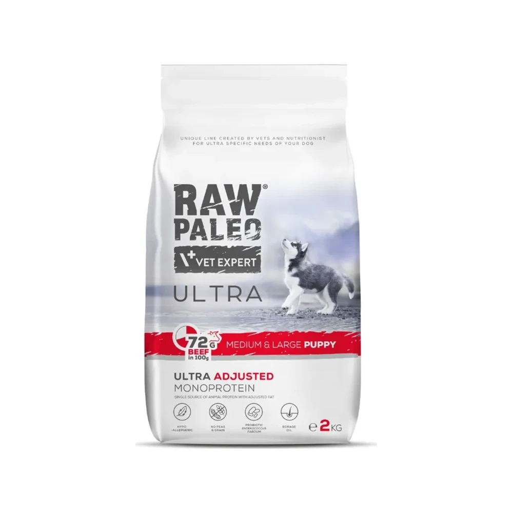 Sausas maistas šunims | Raw Paleo Ultra Puppy Medium&Large su jautiena, 2 kg