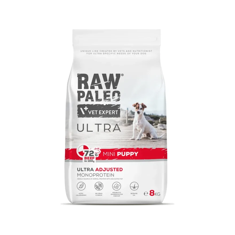 Sausas maistas šunims | Raw Paleo Ultra Puppy Mini Beef su jautiena, 8 kg