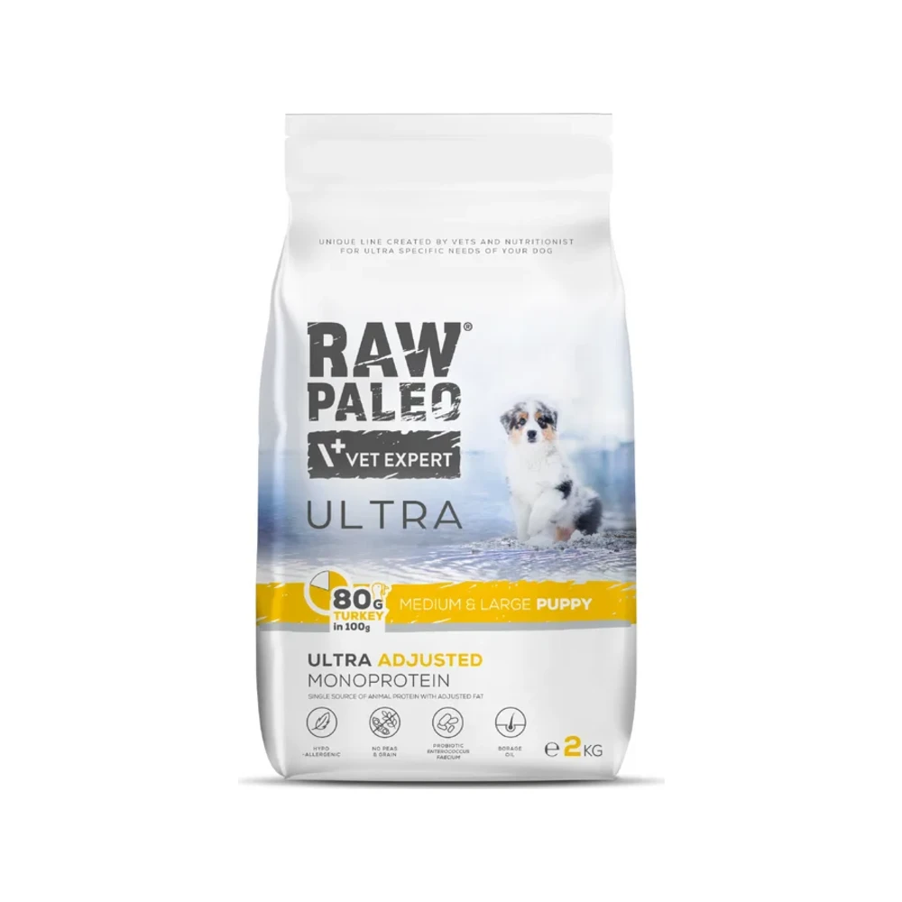 Sausas maistas šunims | Raw Paleo Ultra Puppy Medium&Large su kalakutiena, 2 kg