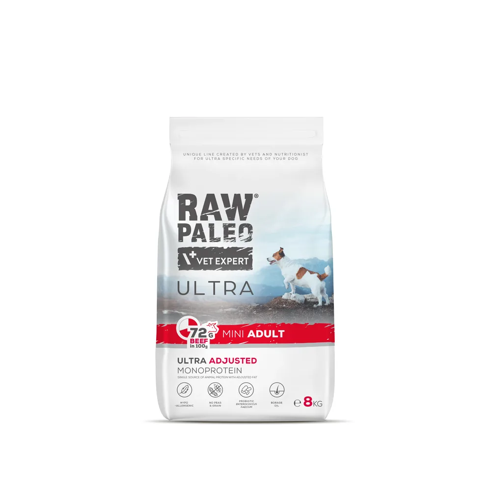 Raw Paleo Ultra Sausas maistas šunims | Adult Mini Beef 8kg