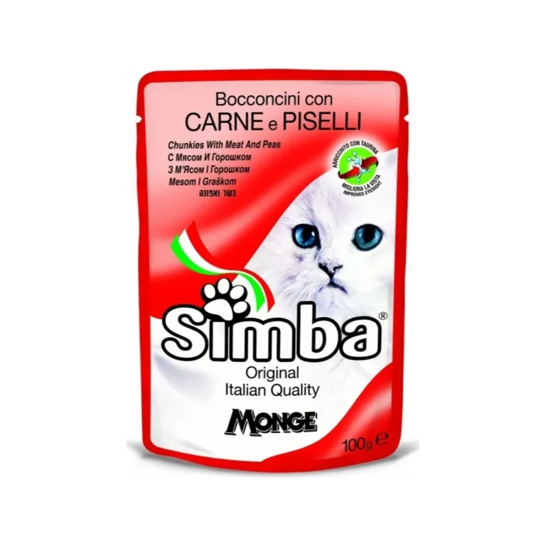 Simba gabalėliai su mėsa ir žirneliais, 100 g