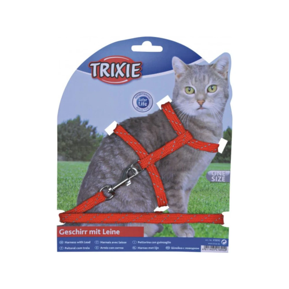 Trixie atšvaitinės petnešos kačiukams su pavadėliu, 27–45 cm / 10 mm, 1,30 m