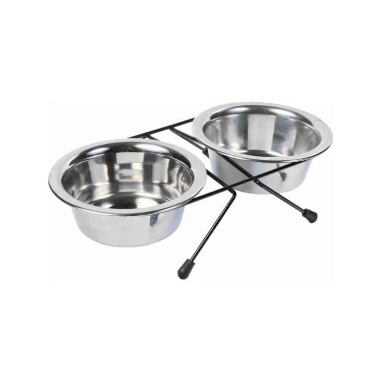 Trixie dubenėlių komplektas su stovu, nerūdijantis plienas/metalas, 2 × 0,45 l, ø 13 cm