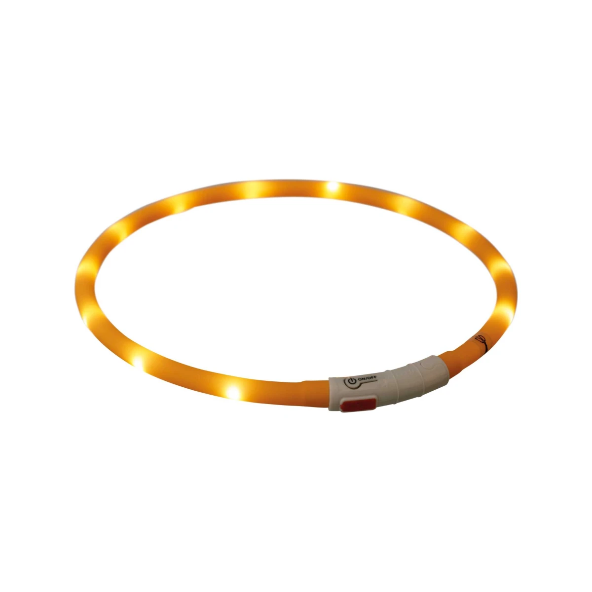 Trixie Flash šviečiantis LED antkaklis su USB, silikoninis, XS–XL, 70 cm / ø 10 mm, oranžinis