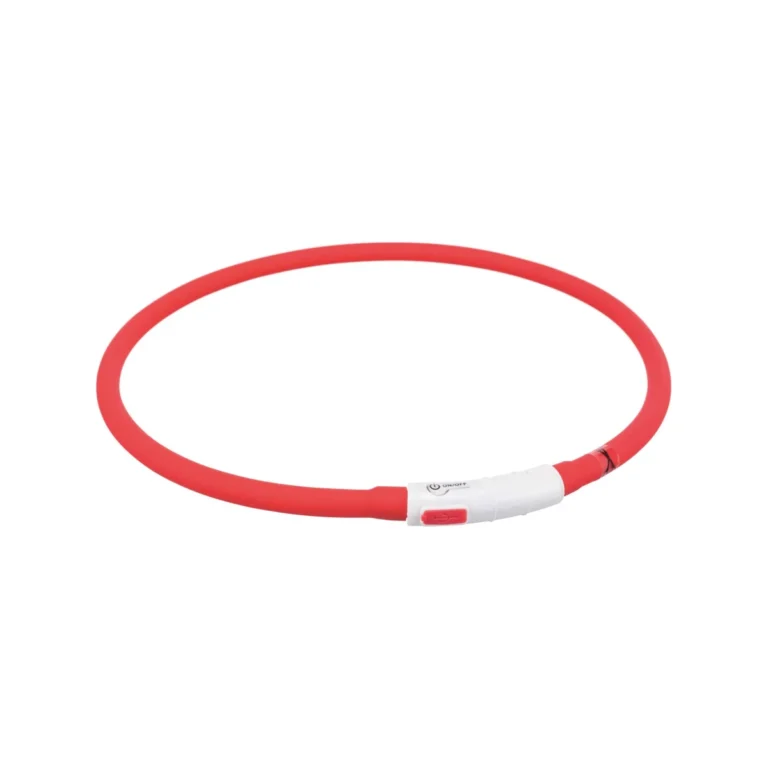 Trixie Flash USB šviečiantis silikoninis antkaklis, XS–XL, 70 cm/ø 10 mm, raudonas