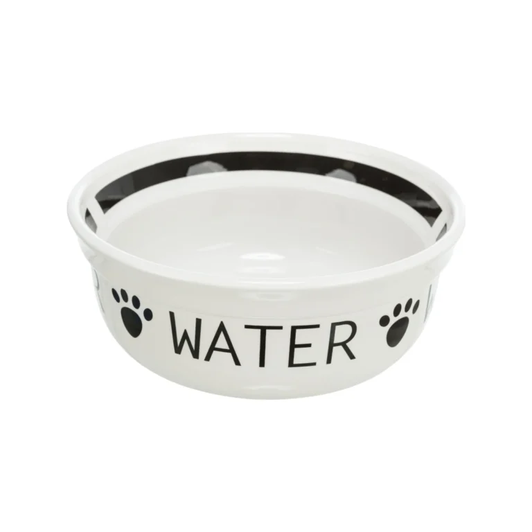 Trixie keraminis dubenėlis su užrašu „Water“, 0,6 l, ø 15 cm, baltas / juodas