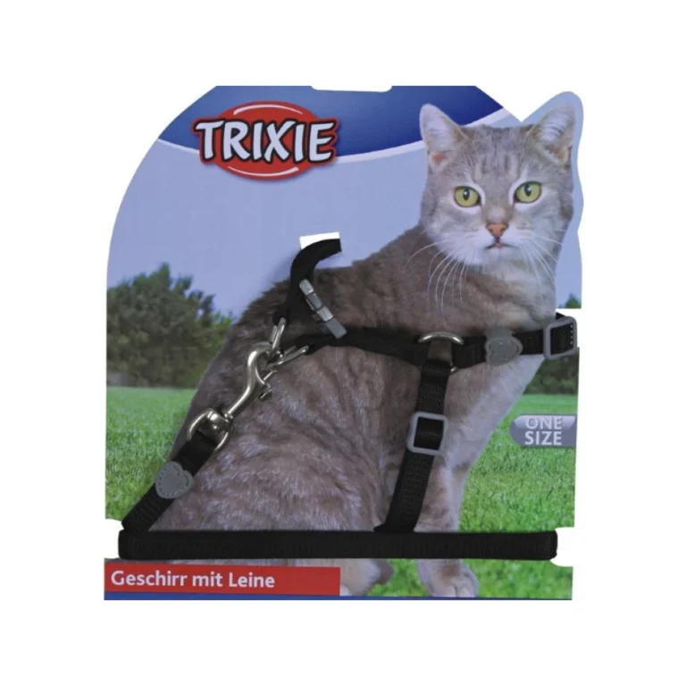 Trixie One Touch petnešos katėms su pavadėliu, nailoninės, 26–37 cm / 10 mm, 1,20 m