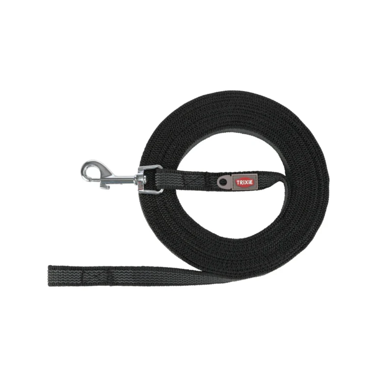 Trixie pėdsekio pavadėlis, gumuotas, S–M, 10 m / 15 mm, juodas