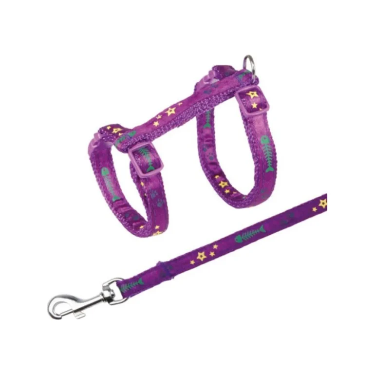 Trixie petnešos katėms su pavadėliu, žuvies kaulų raštas, 23–39 cm, 10 mm, 1,20 m
