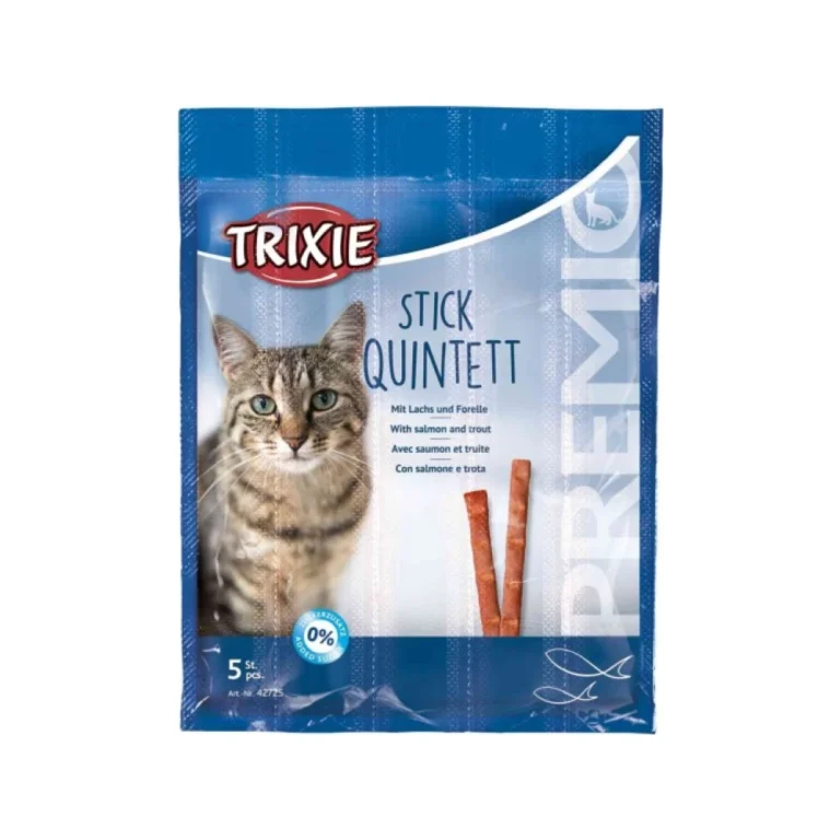 Trixie Premio Stick Quintett lašišos ir upėtakio lazdelės katėms, 5 × 5 g