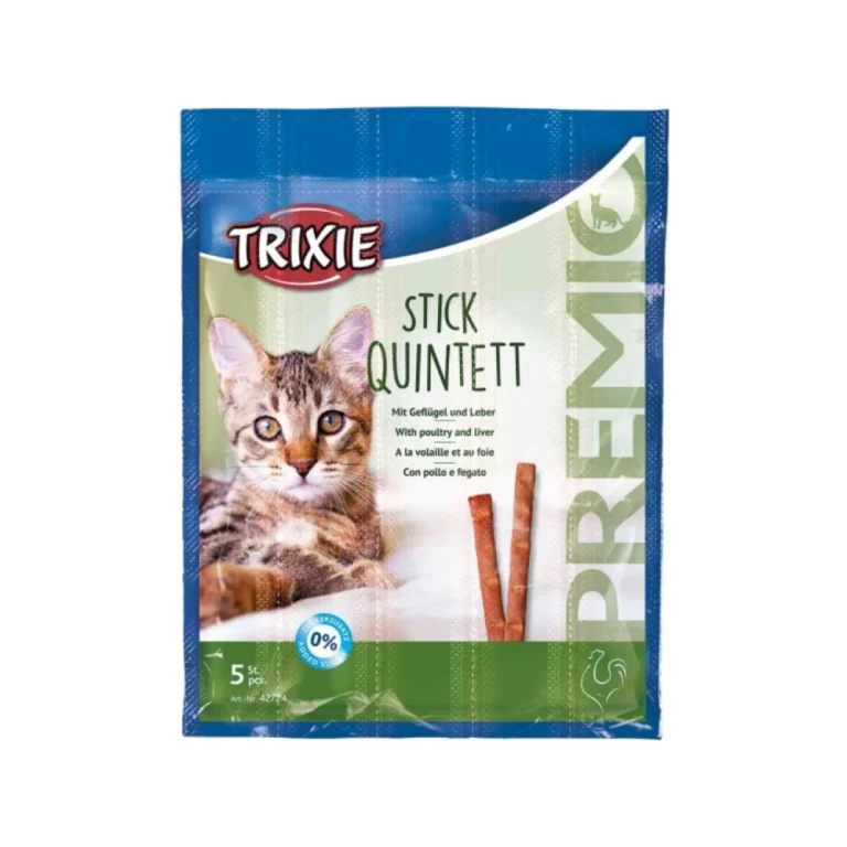 Trixie Premio Stick Quintett lazdelės katėms su paukštiena ir kepenimis, 5 × 5 g