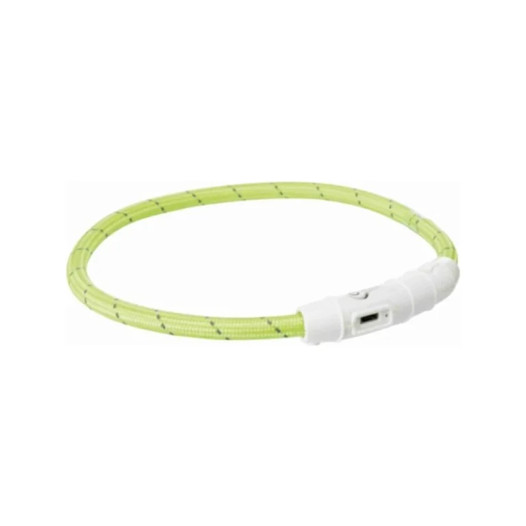 Trixie šviečiantis LED antkaklis su USB, XS–S, 35 cm / 7 mm, žalias