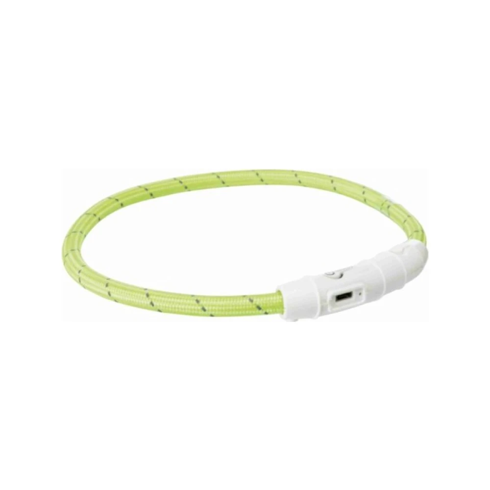 Trixie USB LED šviečiantis antkaklis, TPU/nailonas, M–L, 45 cm / 7 mm, žalias