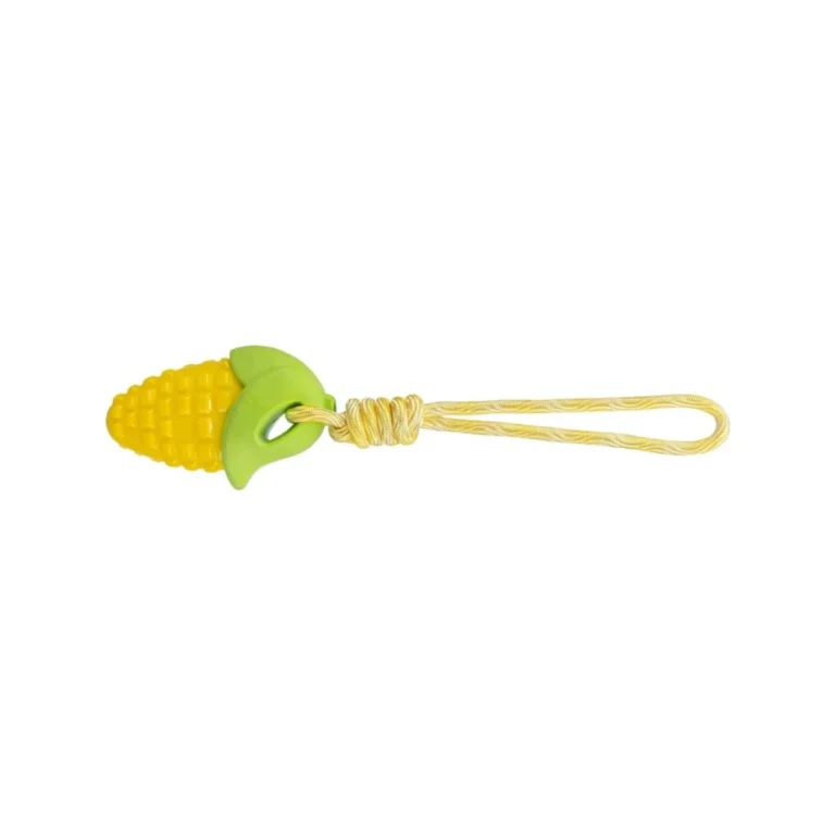 Trixie žaislas šunims kukurūzų burbuolė ant virvės, TPR, 13 cm / 34 cm